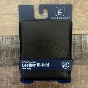 George RFID Protected Leather Bi-Fold Wallet with Wing